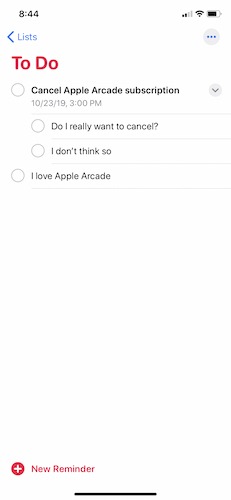 Make Subtasks Apple Reminders Iphone Second Method