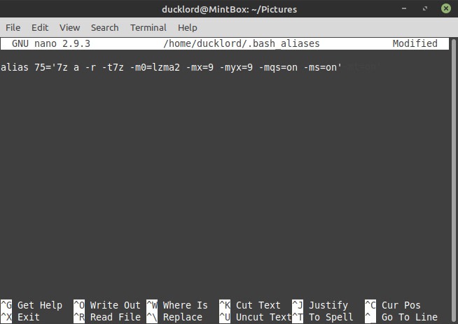 7zip Bash Aliases First Alias