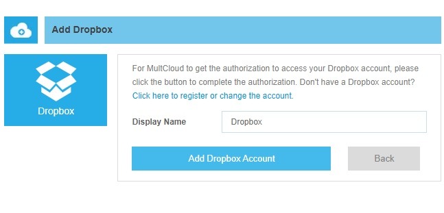 Add Dropbox Multcloud
