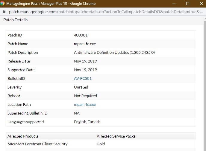 Analyzing Patches Patch Manager Plus