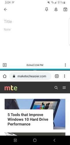 Android Split Screen Resulting Screen