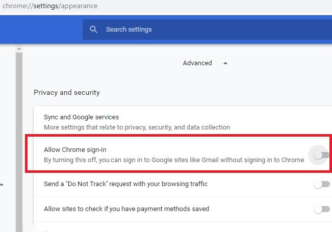 Disallow Chrome Sign In Settings Appearance Disallow Chrome Sign In Settings Appearance