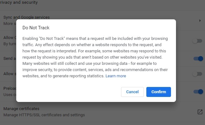 Enable Do Not Track Enable Do Not Track