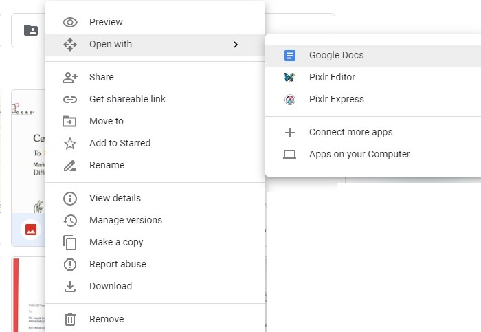 Google Drive Jpeg Image Open With Google Docs