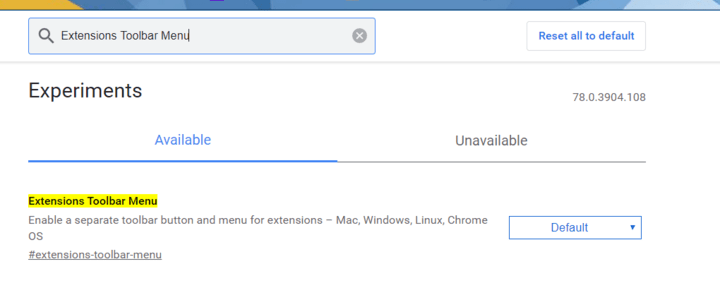 Hide Extensions Chrome Experimental Features