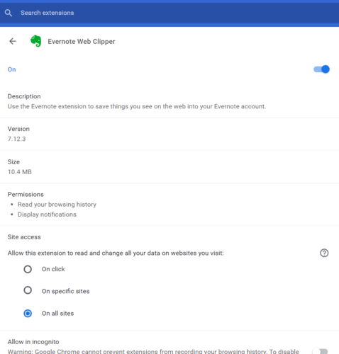 Hide Extensions Chrome Extension Options