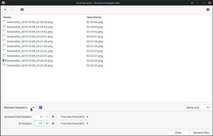 Thunar Bulk Rename Remove Chars