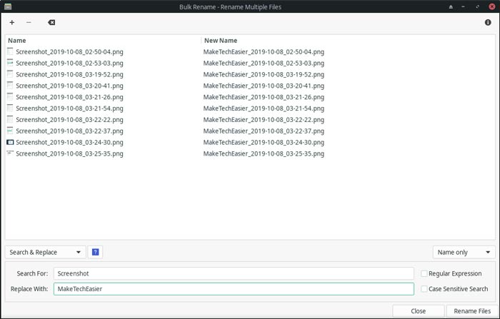 Thunar Bulk Rename Search And Replace
