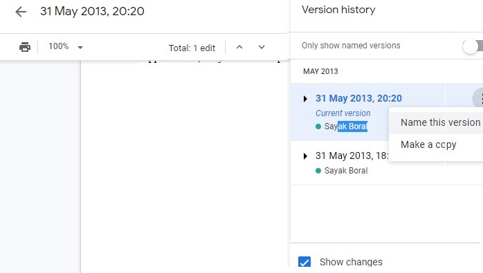 Version Changes Google Drive Documents