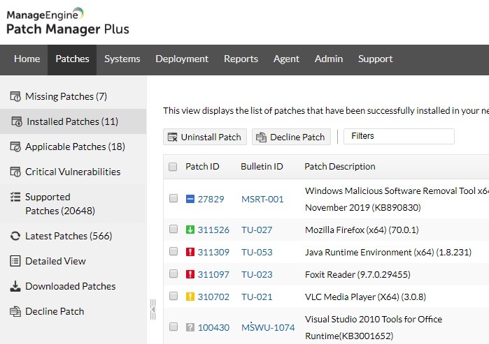 Viewing Patches Patch Manager Plus