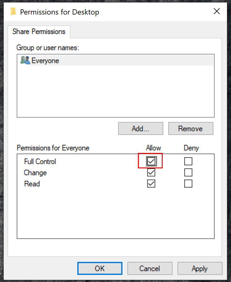 Windows Folder Share Permissions