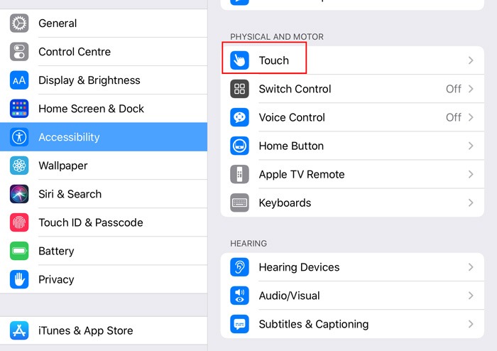 Wireless Mouse Ipad Touch Settings