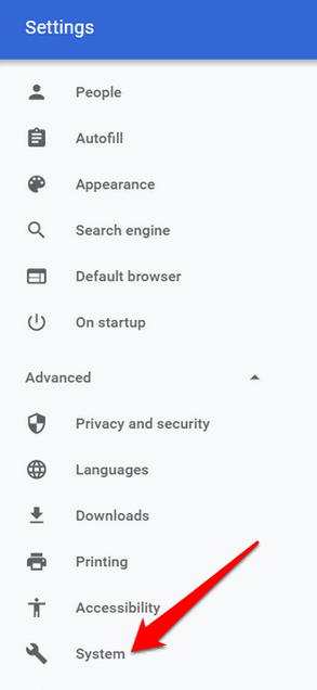Chrome Crashing Not Working Chrome Menu Settings Advanced System
