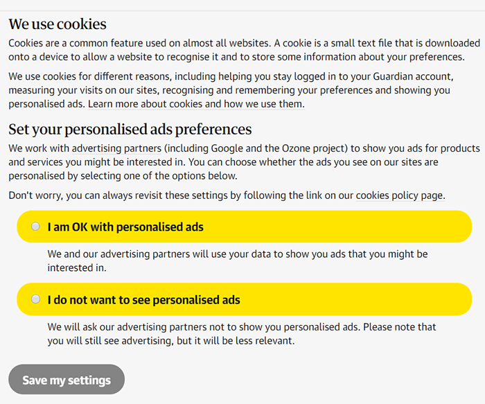 Cookie Consent Guardian Settings