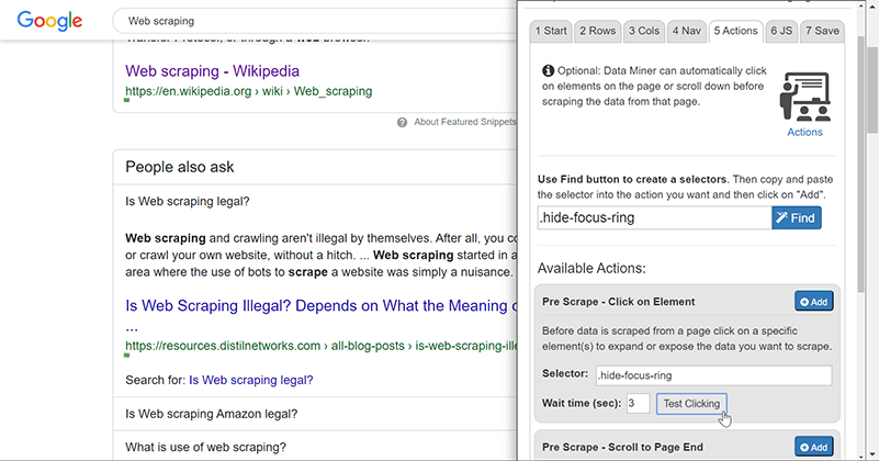 Data Miner Actions Element Click Data Miner Actions Element Click