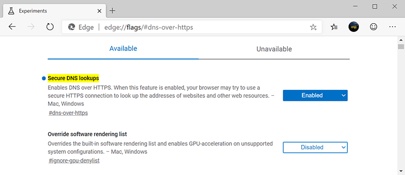 Dns Over Https Enable Edge