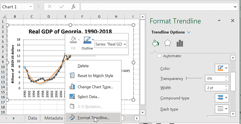 Excel Format Trendlines