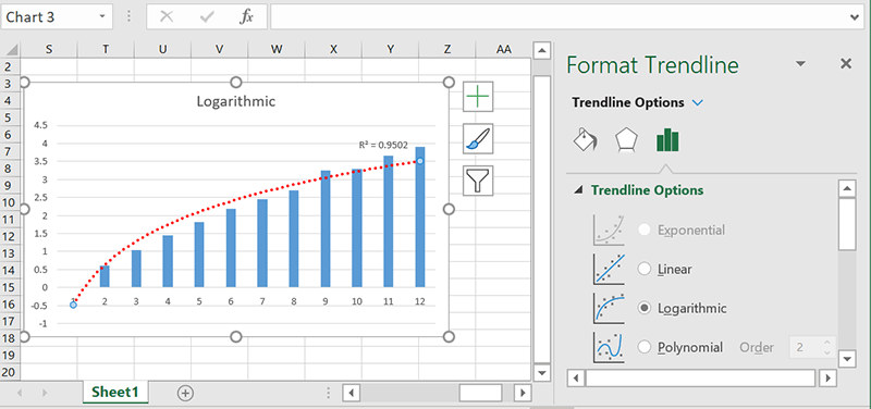 Excel Trendlines Logarithmic