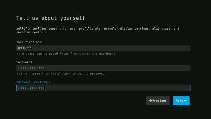 Jellyfin Wizard User Account Jellyfin Wizard User Account