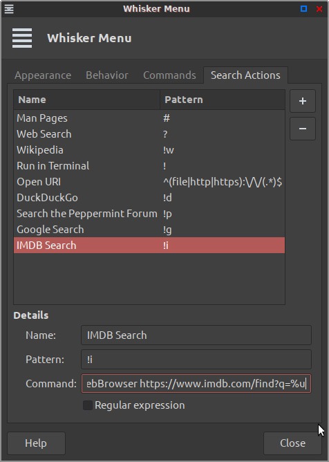 Peppermint Menu Searching More Search Actions