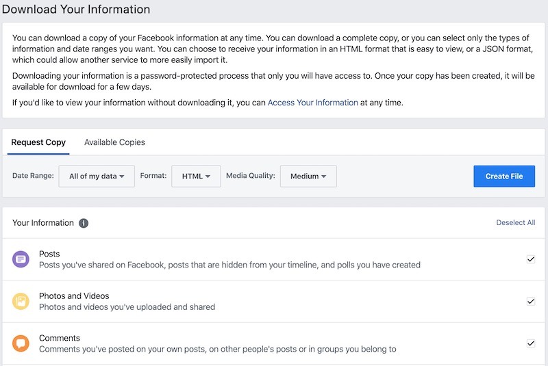 Social Media Account Backup Facebookdownload