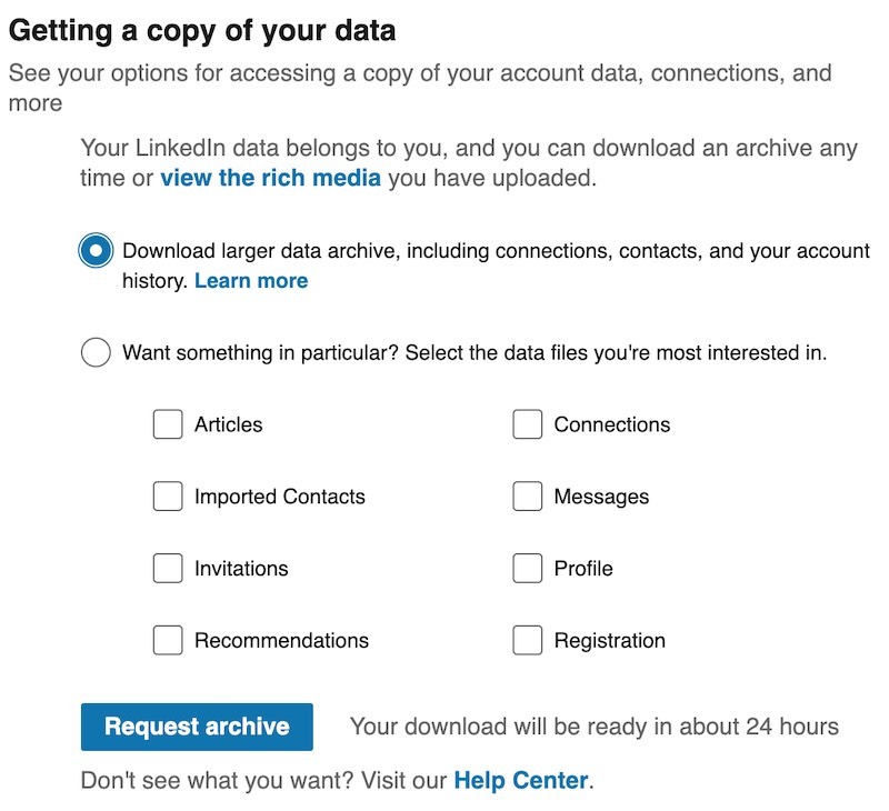 Social Media Account Backup Linkedin