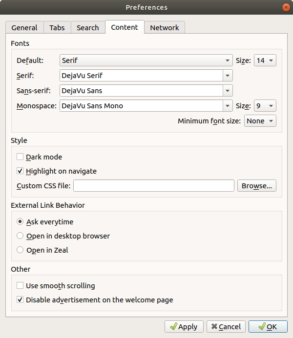 Zeal Preferences Appearance