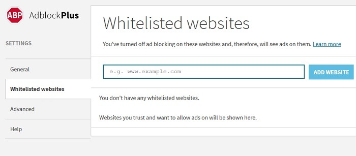 Abp Whitelisted Sites