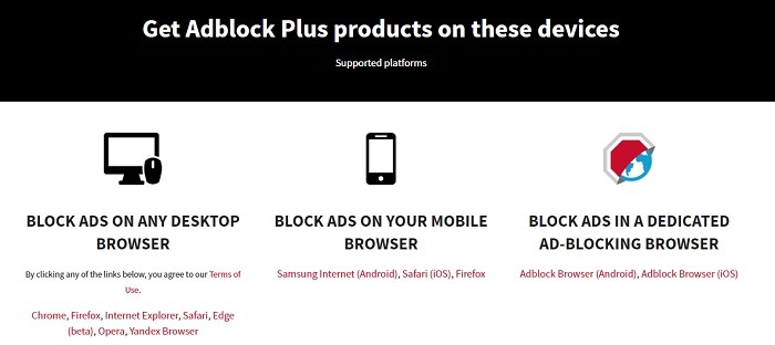 Adblock Plus Supported Browsers Platforms