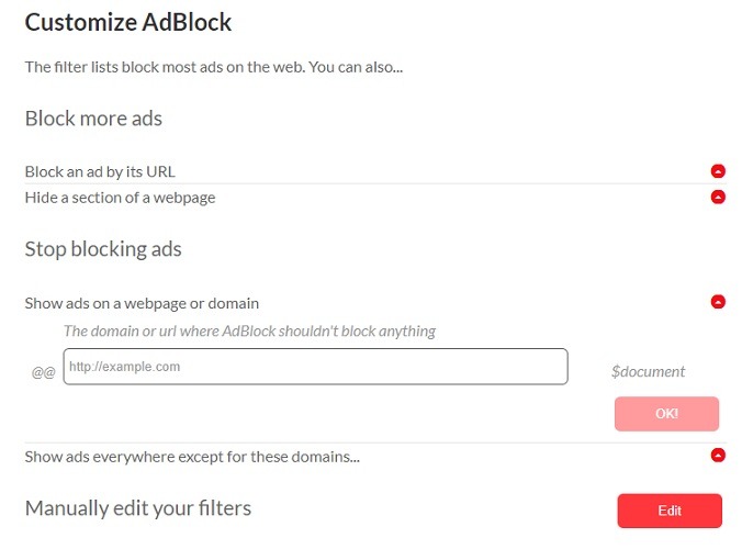Customize Adblock