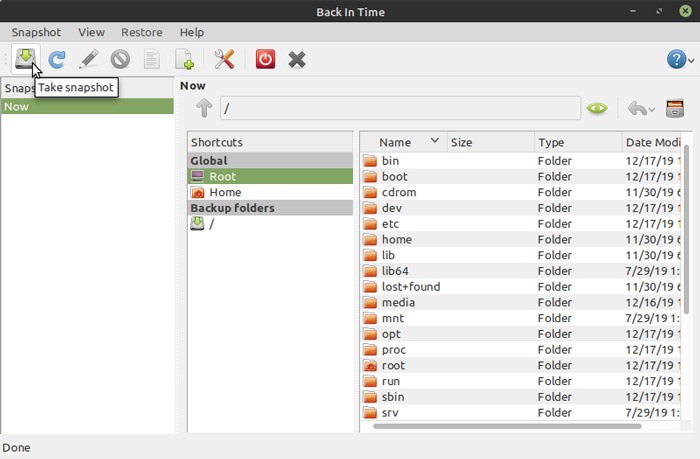 Linux Time Machine Alternatives Back In Time Main Window