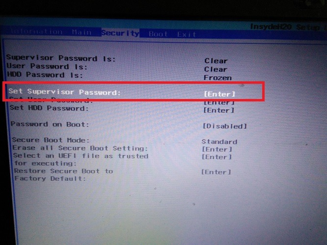 Set Supervisor Password Security Uefi Manager