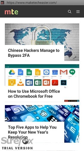 Surefox Kiosk Mode Homescreen