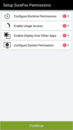 Surefox Kiosk Mode Permissions
