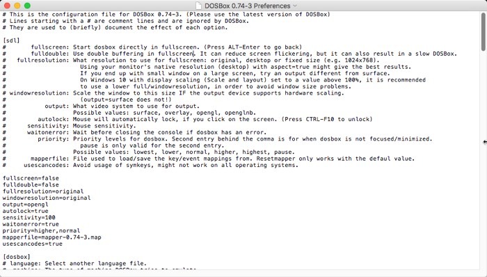 Dosbox Preference File Opening