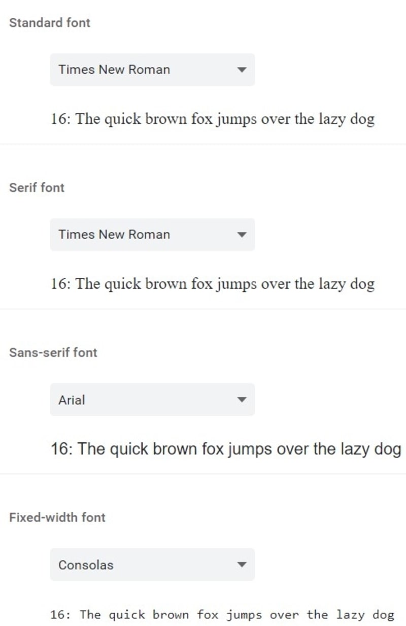 Font Customization Choices