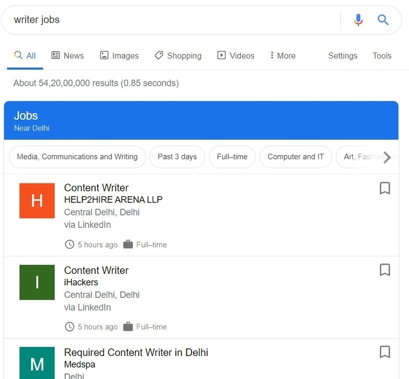 Google For Jobs Search