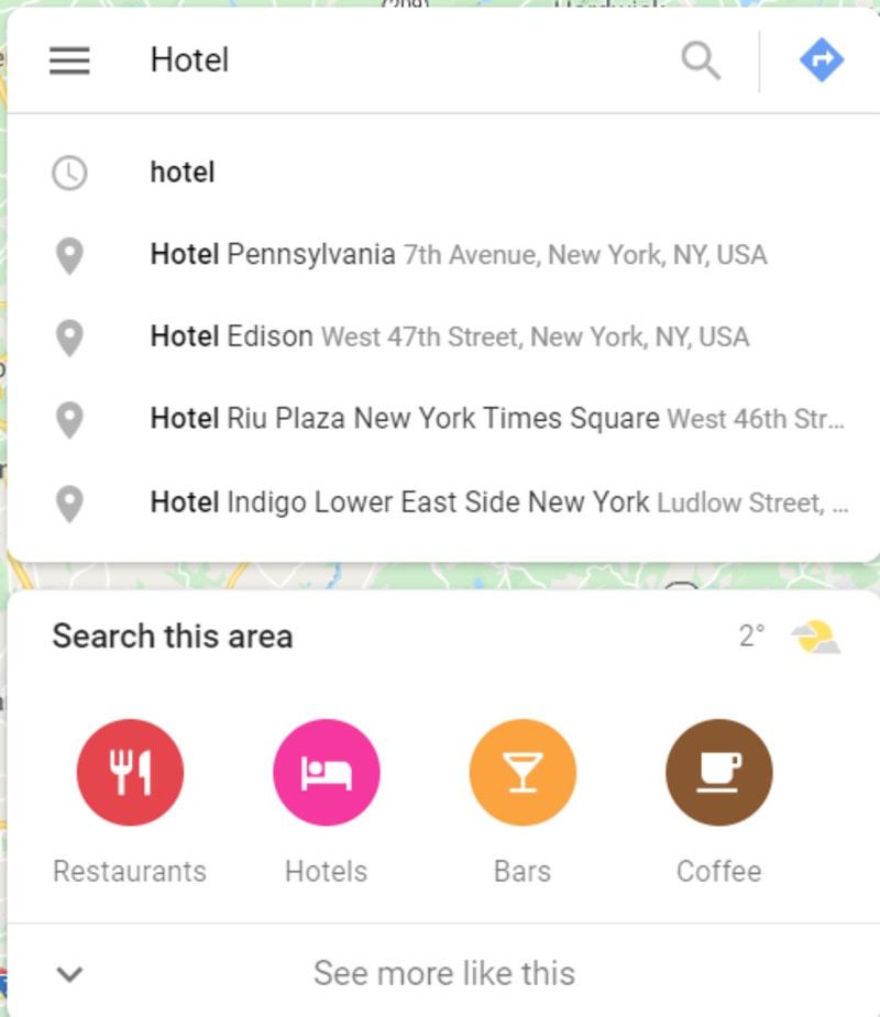 Google Maps Hotel List