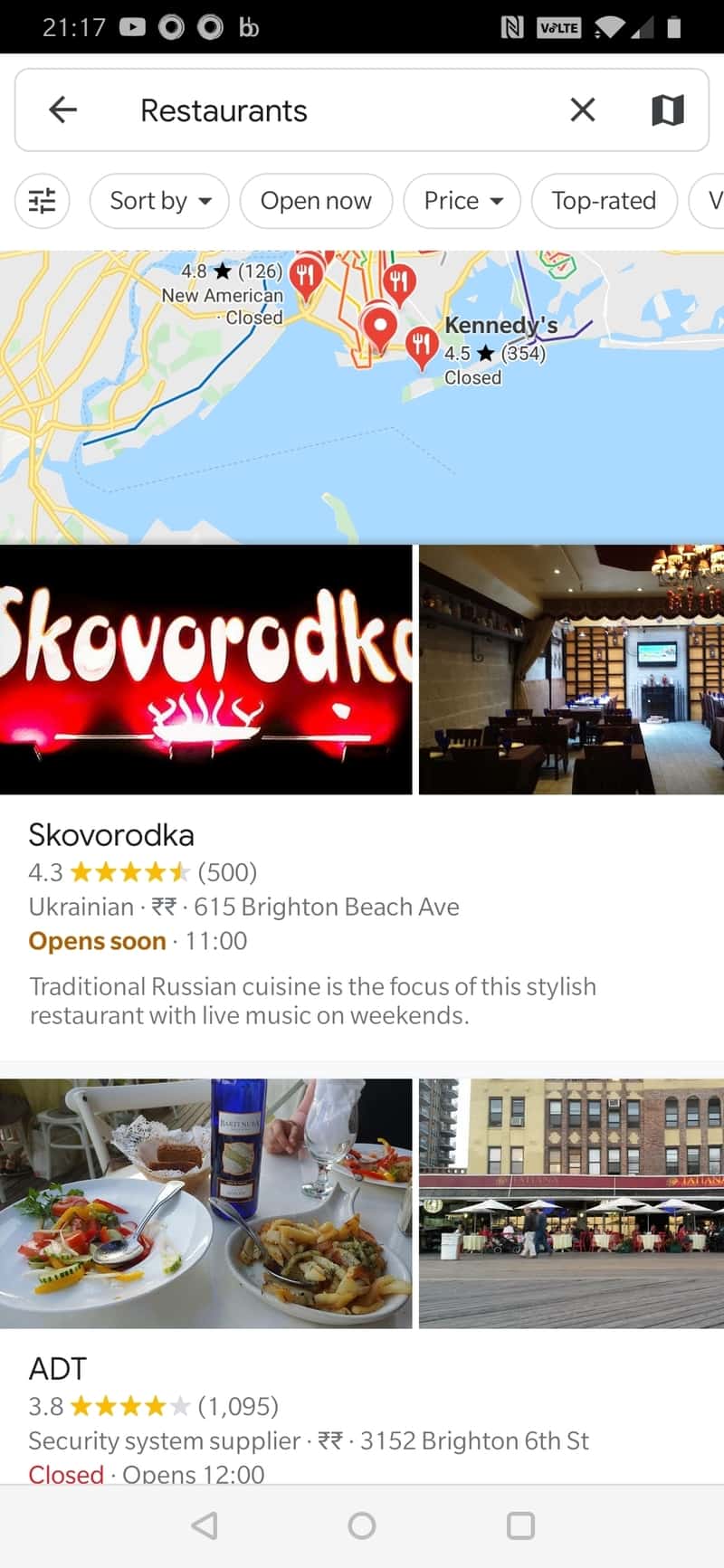 Google Maps Restaurants List