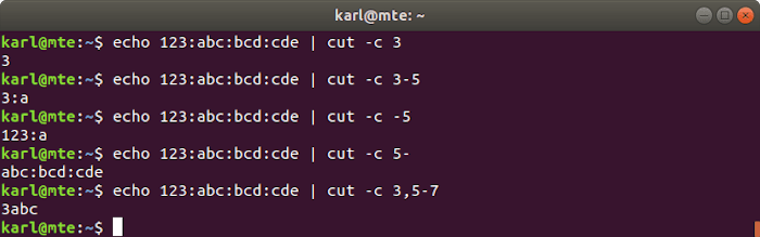 Linux Text Tools Cut Char