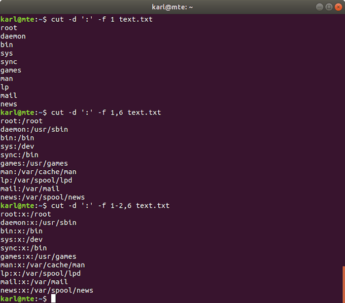 Linux Text Tools Cut Field