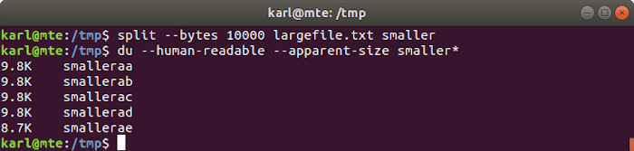 Linux Text Tools Split Bytes