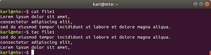Linux Text Tools Tac