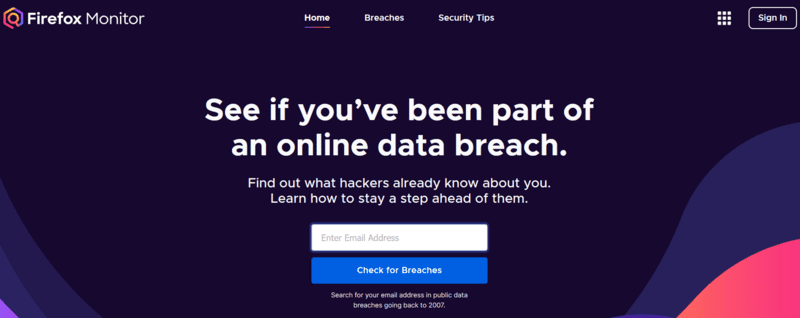 Monitor Email Breaches Firefox Monitor