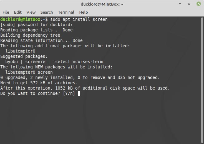 Screen Terminal Multitasking Installation