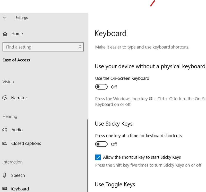 Windows Keyboard Turn On