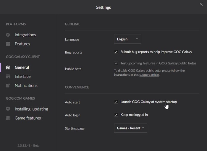 Gog Galaxy 2 Multiplatform Gaming Auto Start
