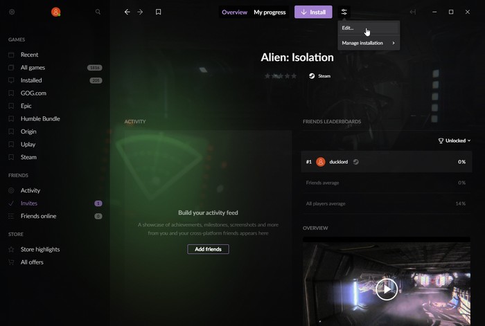 Gog Galaxy 2 Multiplatform Gaming Edit Game Data