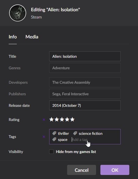 Gog Galaxy 2 Multiplatform Gaming Game Editing Panel