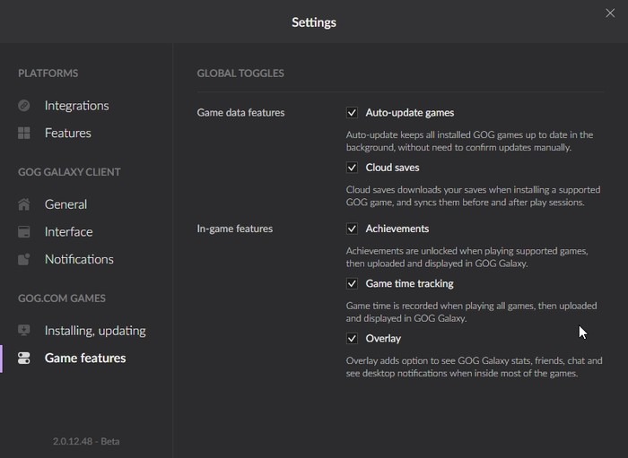 Gog Galaxy 2 Multiplatform Gaming Game Features